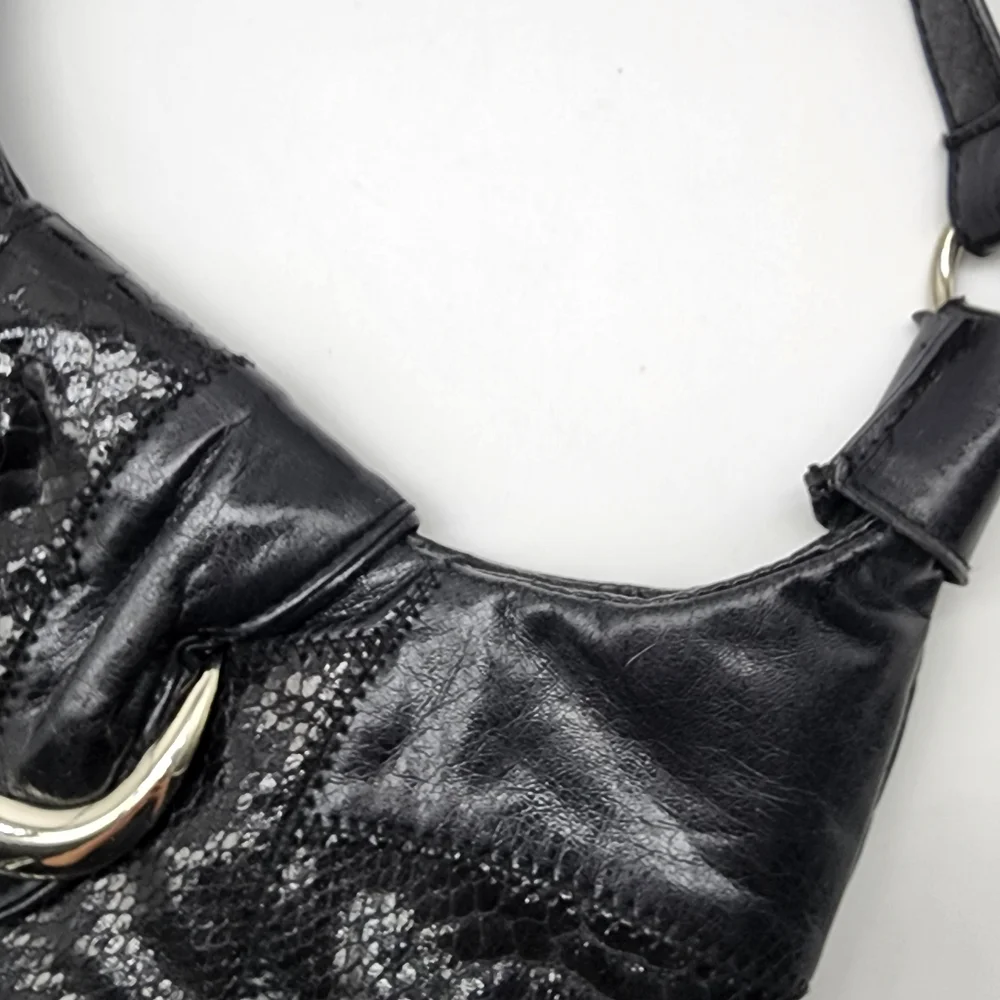 Vintage Fiorelli Black Y2K Patchwork Vinyl Shoulder Bag - Picture 5 of 16
